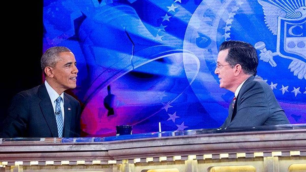 President Barack Obama and Stephen Colbert
