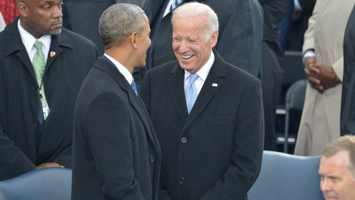 President Barack Obama and Vice President Joe Biden during the Presidential Inauguration ceremony for Donald Trump as the 45th President of the United States in Washington, DC on January 20, 2017.
