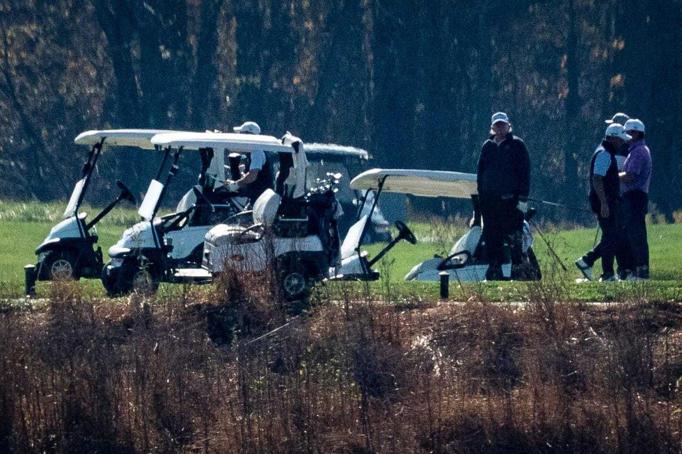 President Donald J. Trump plays a round of golf at the Trump National Golf Course on Saturday, Nov 07, 2020 in Sterling, VA.