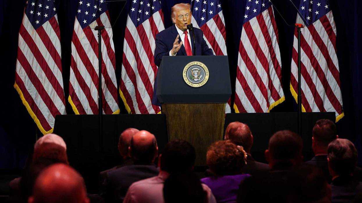 President Donald Trump addresses a House Republican retreat at The John F. Kennedy Center for the Performing Arts in Washington on Jan. 6
