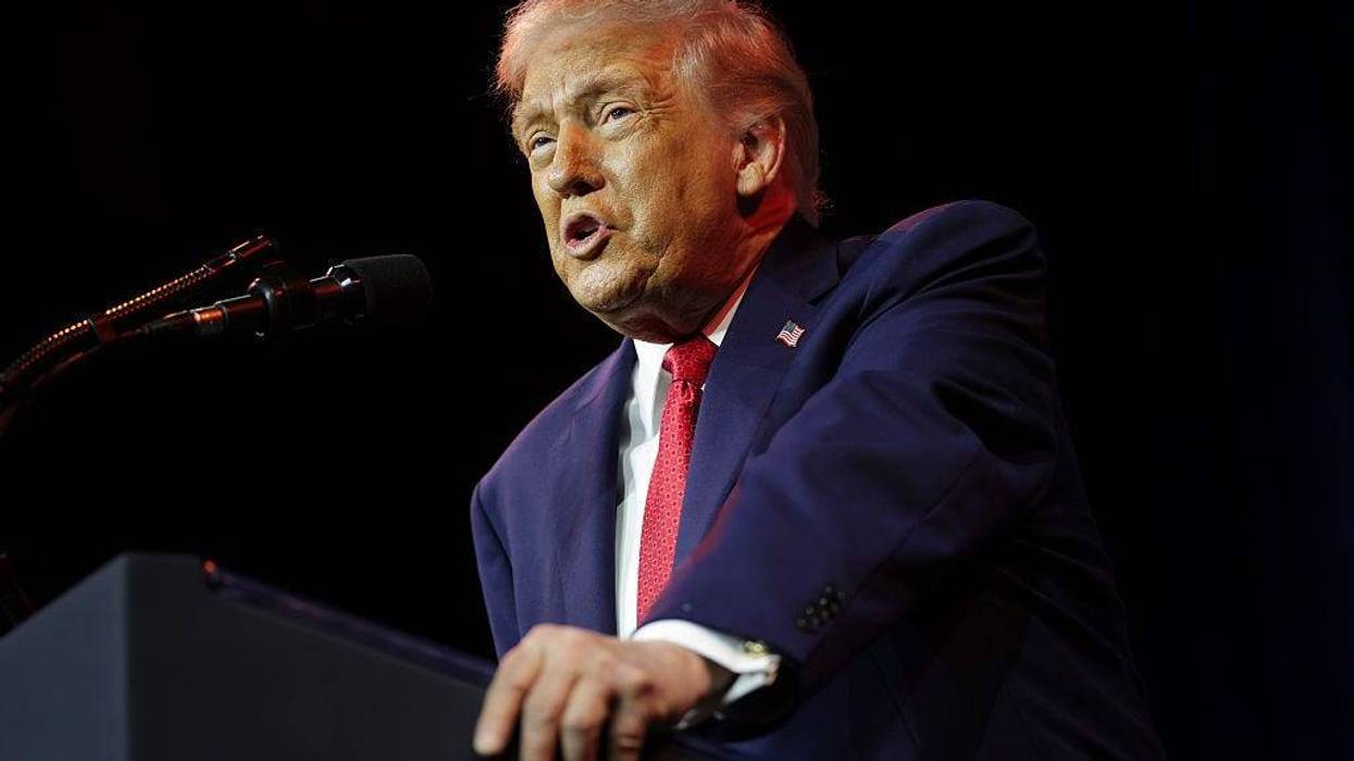 President Donald Trump addresses a House Republican retreat at The John F. Kennedy Center for the Performing Arts on January 06, 2026 in Washington, DC.