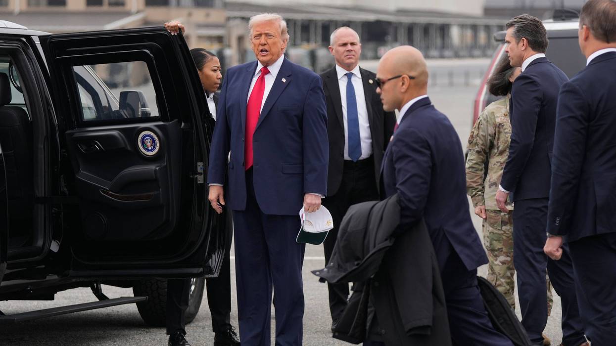 President Donald Trump arrives at Dover Air Force Base, Del., on Saturday, March 7, 2026.