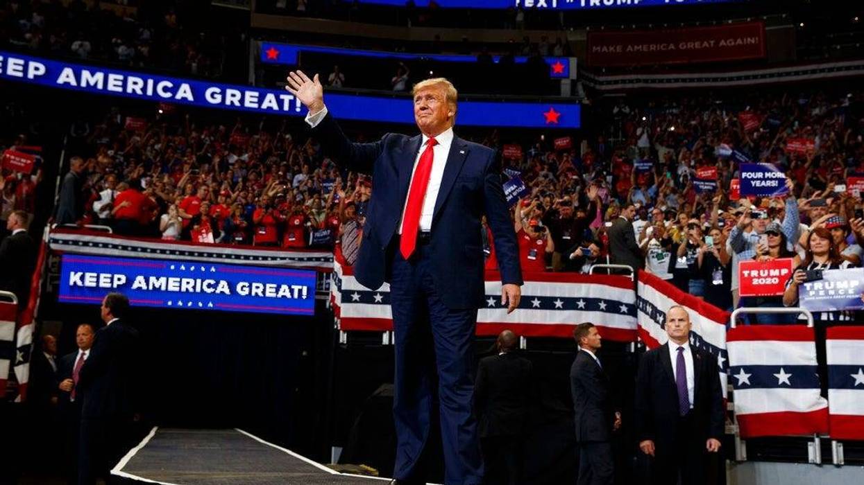 President Donald Trump arrives to speak at his re-election kickoff rally at the Amway Center, Tuesday, June 18, 2019, in Orlando, Fla.