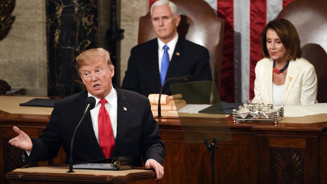 President Donald Trump delivers the State of the Union address from the House chamber of the United States Capitol in Washington.