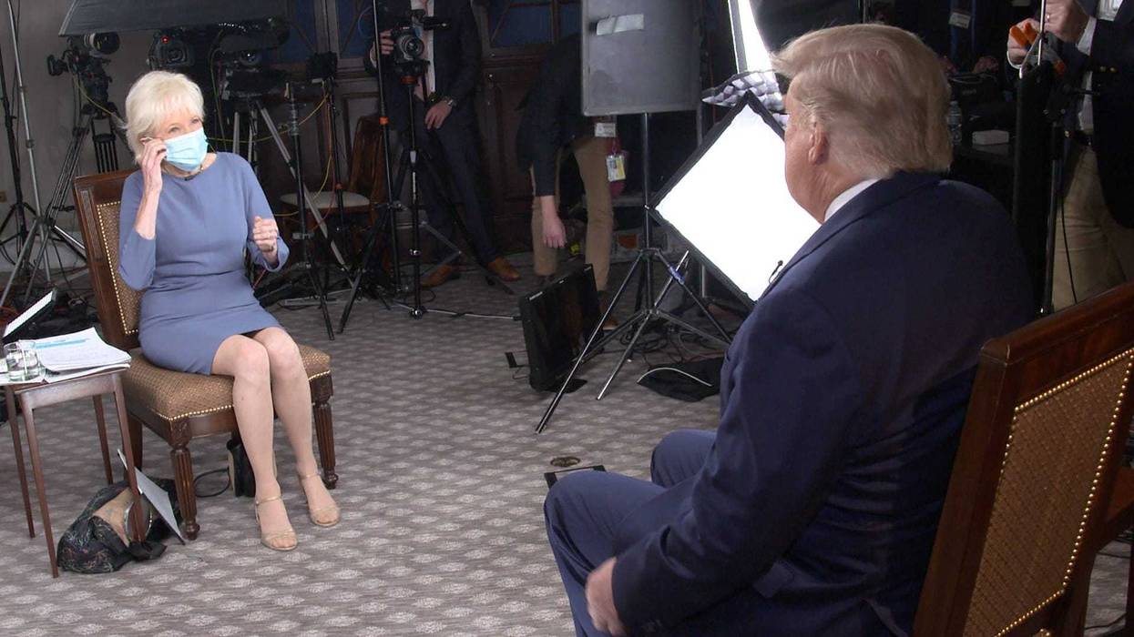 President Donald Trump during his interview with 60 Minutes correspondent Leslie Stahl on Oct. 25, 2020.