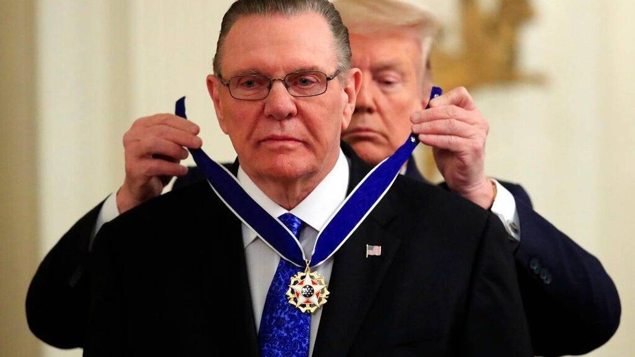 President Donald Trump presents the Presidential Medal of Freedom to former Vice Chief of Staff Army Gen. Jack Keane in the East Room of the White House in Washington, Tuesday, March 10, 2020.