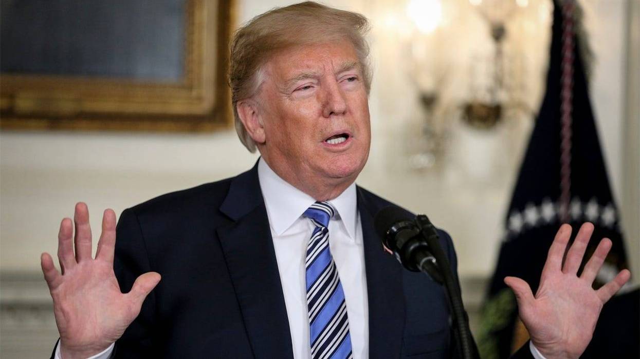 President Donald Trump speaks at a news conference.