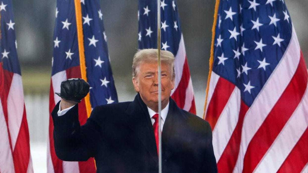 President Donald Trump speaks at the "Stop The Steal" Rally on January 06, 2021 in Washington, DC. Trump supporters gathered in the nation's capital today to protest the ratification of President-elect Joe Biden's Electoral College victory over President Trump in the 2020 election. (Photo by Tasos Katopodis/Getty Images)