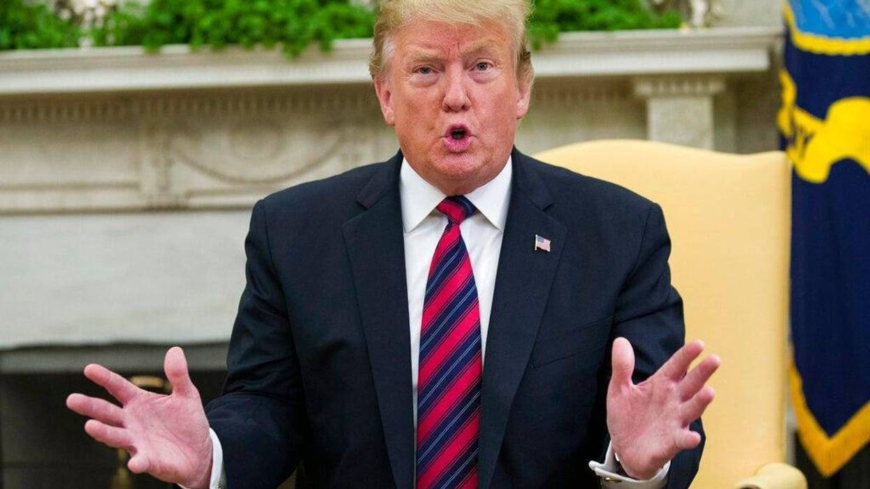 President Donald Trump speaks during a meeting with Slovak Prime Minister Peter Pellegrini in the Oval Office of the White House, Friday, May 3, 2019, in Washington.