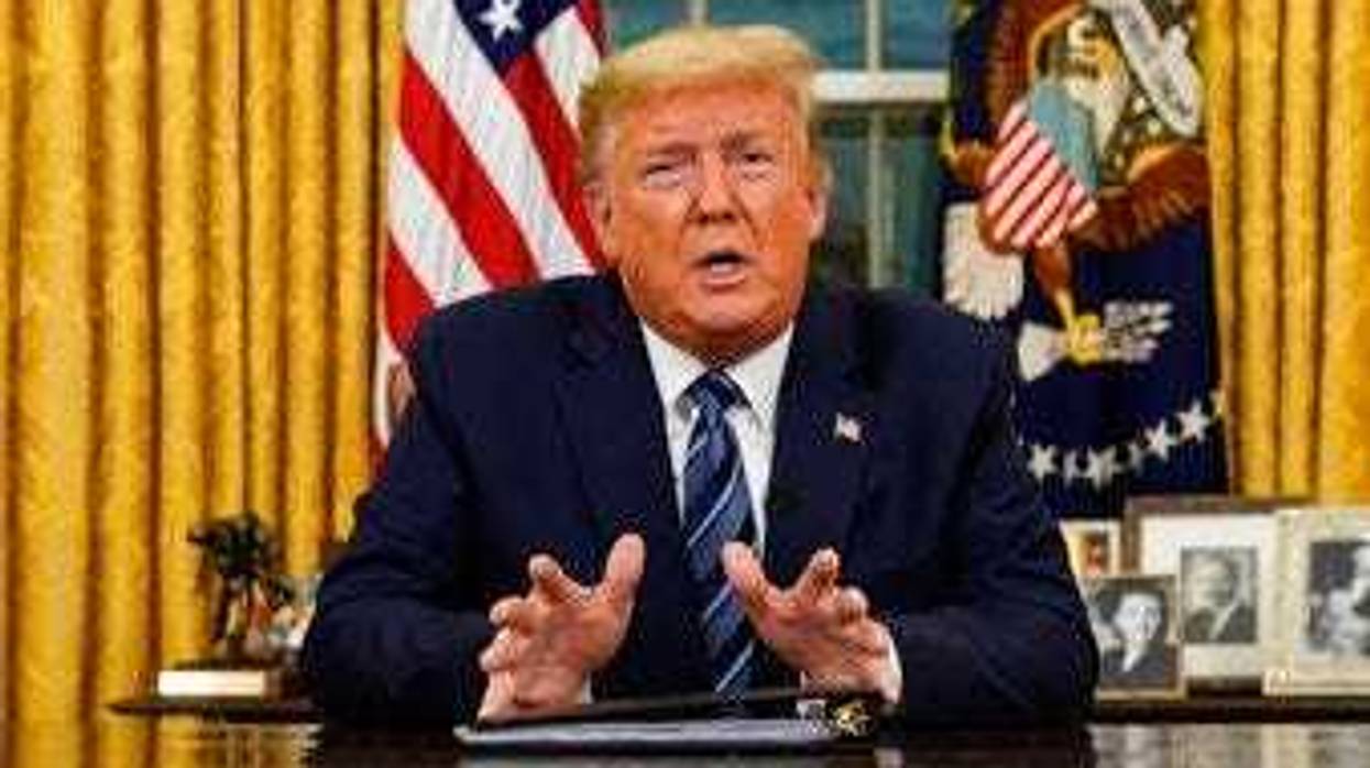 President Donald Trump speaks in an address to the nation from the Oval Office at the White House about the coronavirus Wednesday, March, 11, 2020, in Washington. (Doug Mills/The New York Times via AP, Pool)