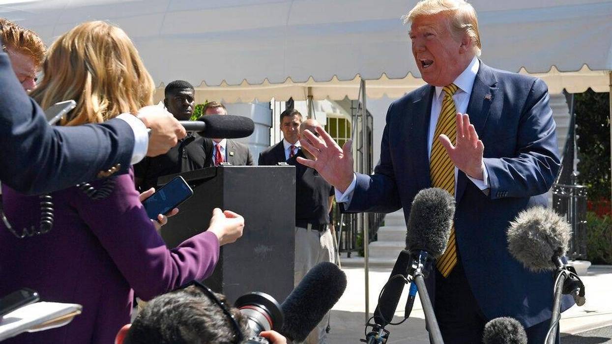 President Donald Trump speaks to reporters on the South Lawn of the White House in Washington, Saturday, June 22, 2019, before boarding Marine One for the trip to Camp David in Maryland.