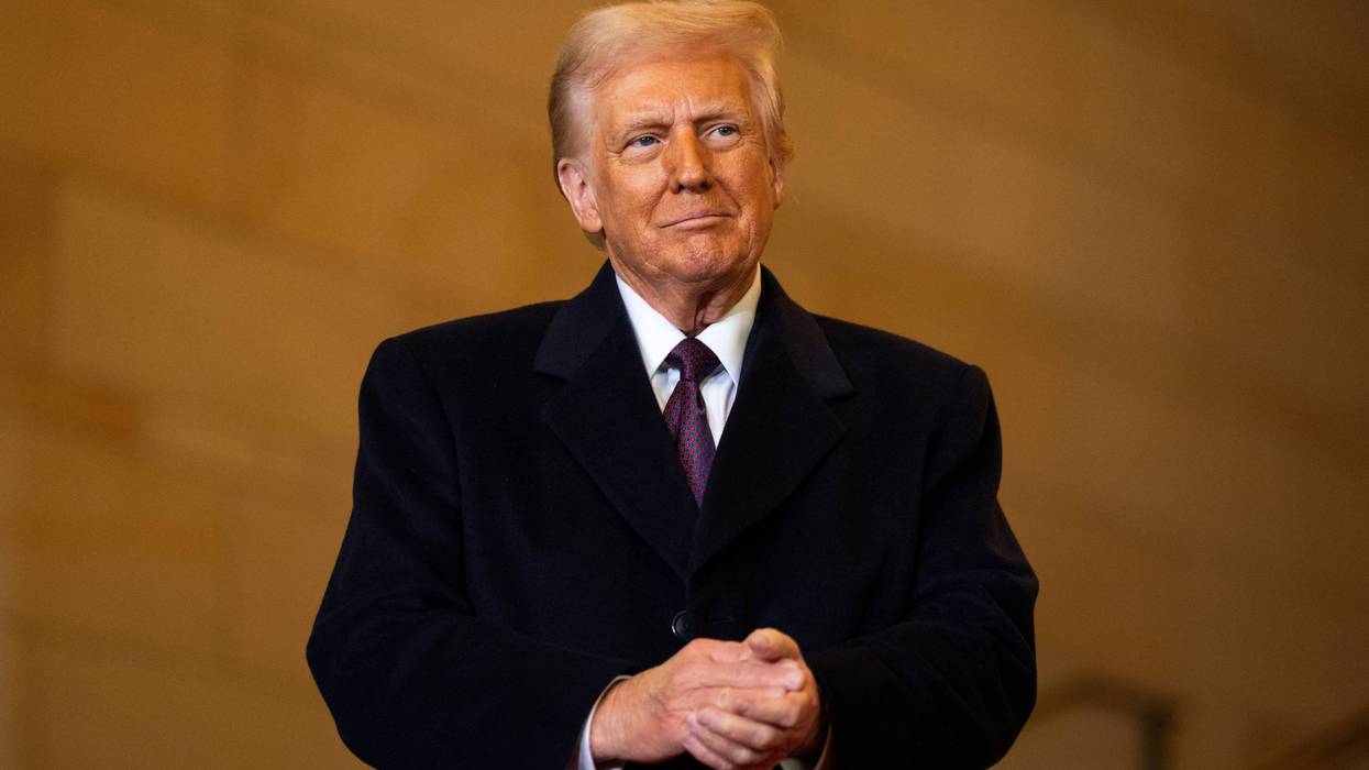 President Donald Trump waits to speak in Emancipation Hall during inauguration ceremonies at the US Capitol in Washington, DC, on Jan. 20, 2025.