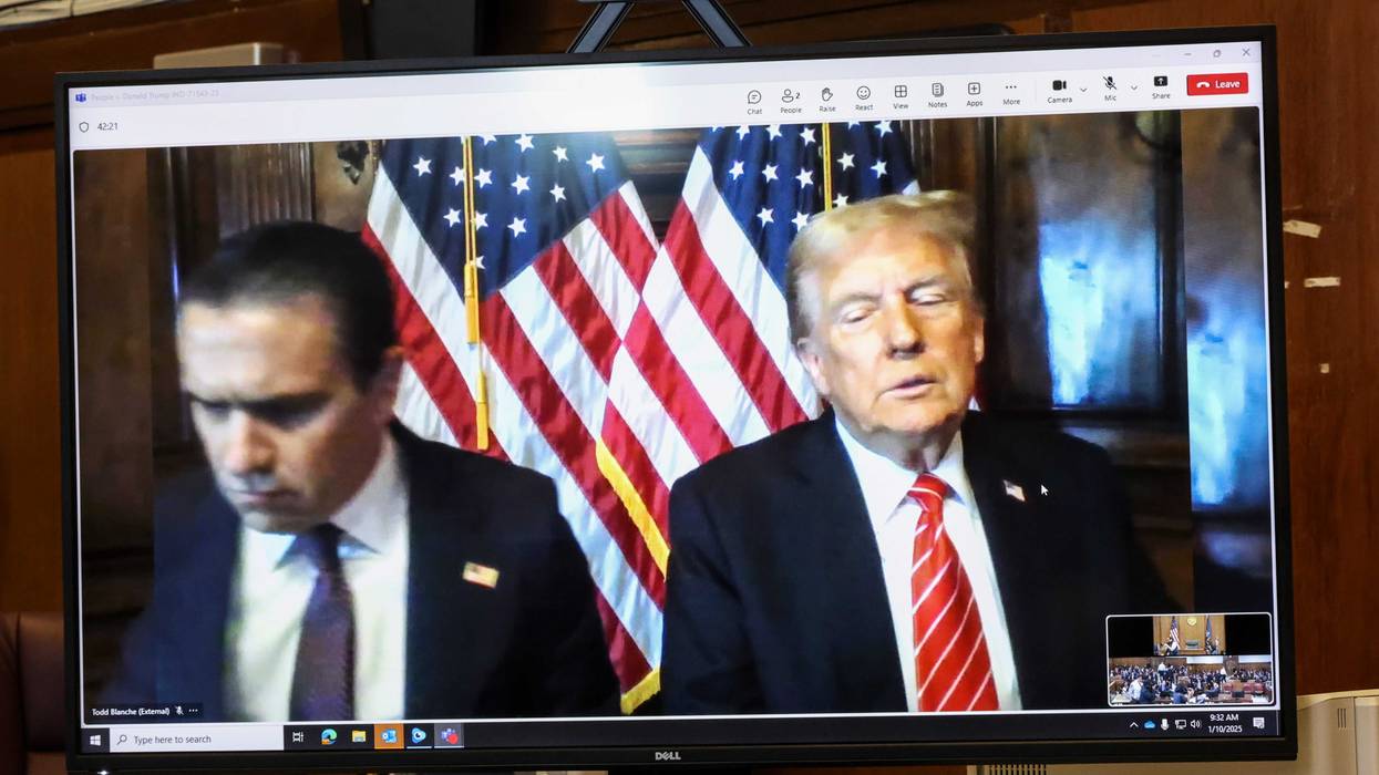 President-elect Donald Trump appears remotely for a sentencing hearing in front of New York State Judge Juan Merchan at Manhattan Criminal Court on January 10, 2025