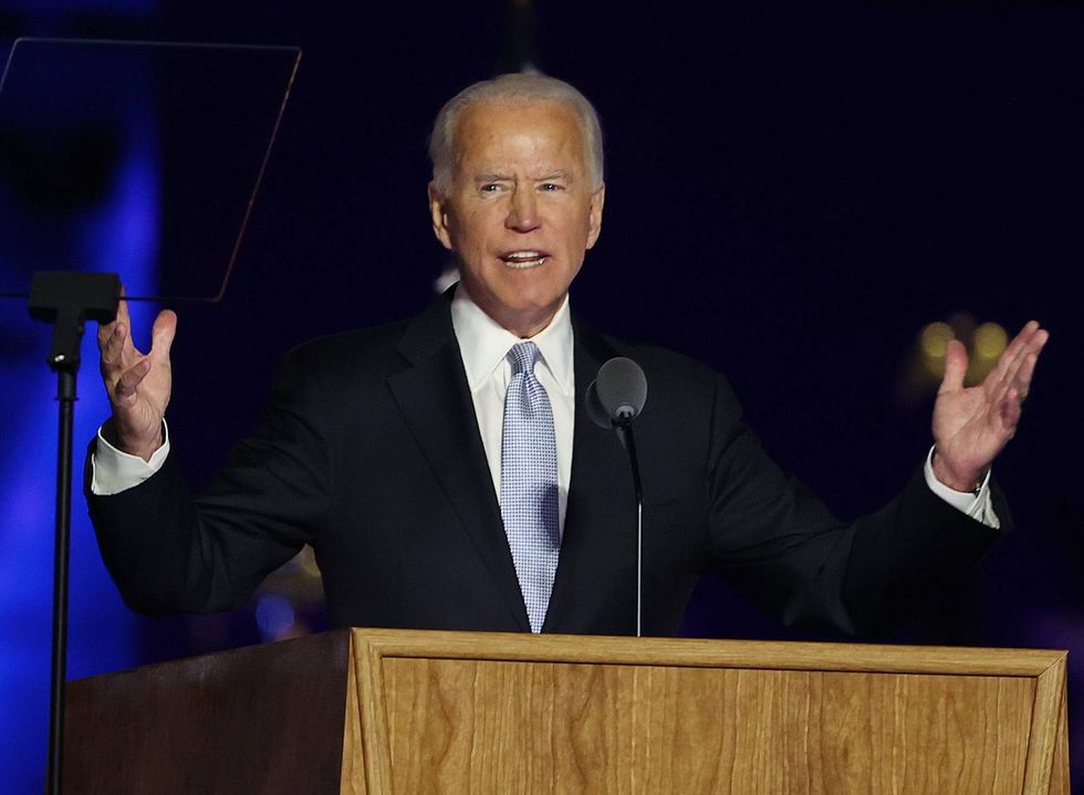 President-elect Joe Biden addresses the nation at the Chase Center November 07, 2020 in Wilmington, Delaware.