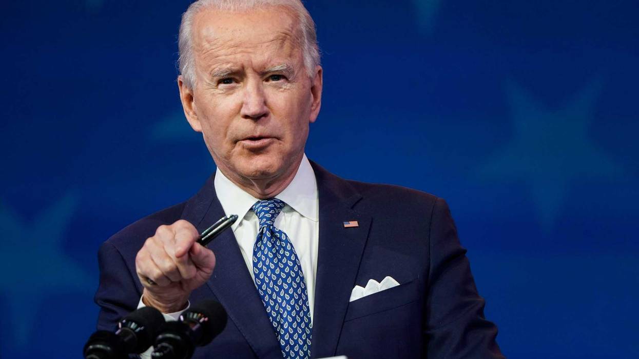 President-elect Joe Biden delivers remarks prior to the holiday at the Queen theatre on December 22, 2020 in Wilmington, Delaware.