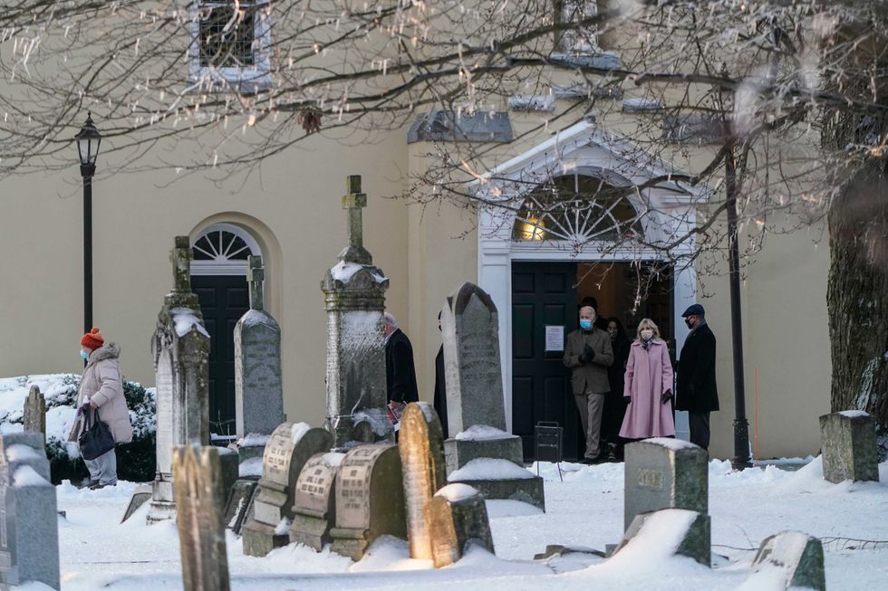 President-elect Joe Biden departs after a church service with Dr. Jill Biden at St. Joseph on the Brandywine on December 18, 2020 in Wilmington, Delaware.