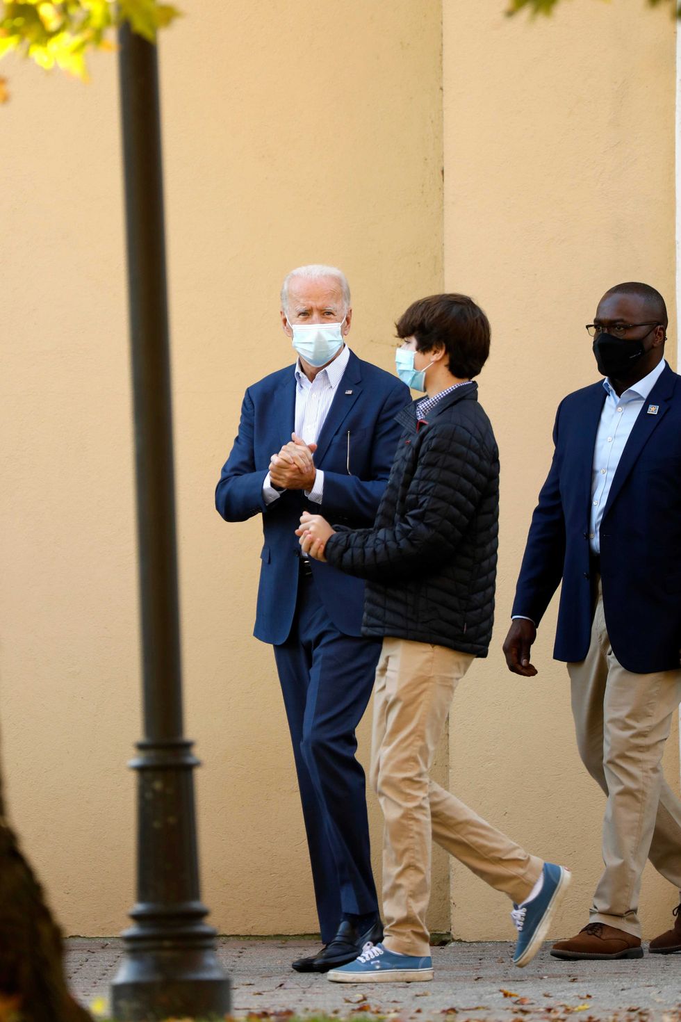 President-elect Joe Biden, left, attends church at St. Joseph on the Brandywine Roman Catholic Church in Wilmington, Delaware on Nov.8, 2020.