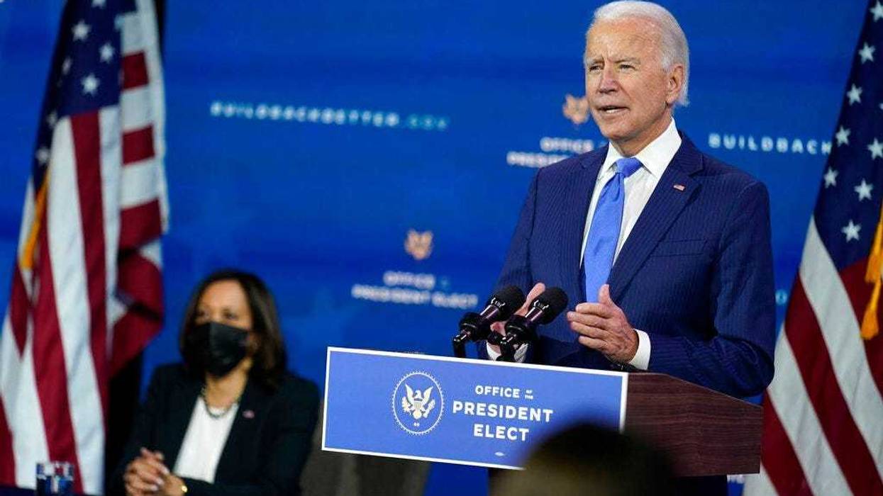 President-elect Joe Biden speaks as Vice President-elect Kamala Harris listens at left, during an event to introduce their nominees to economic policy posts at The Queen theater, Tuesday, Dec. 1, 2020, in Wilmington, Del. (AP Photo/Andrew Harnik)