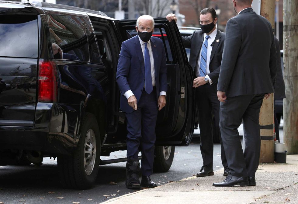 President-elect Joe Biden, wearing a walking boot due to hairline fractures after he strained his ankle playing with his dog Major, arrives at the Queen Theater to name his economic team on December 1, 2020 in Wilmington, Delaware. Biden is nominating and appointing key positions of the team, including Janet Yellen to be Secretary of the Treasury.