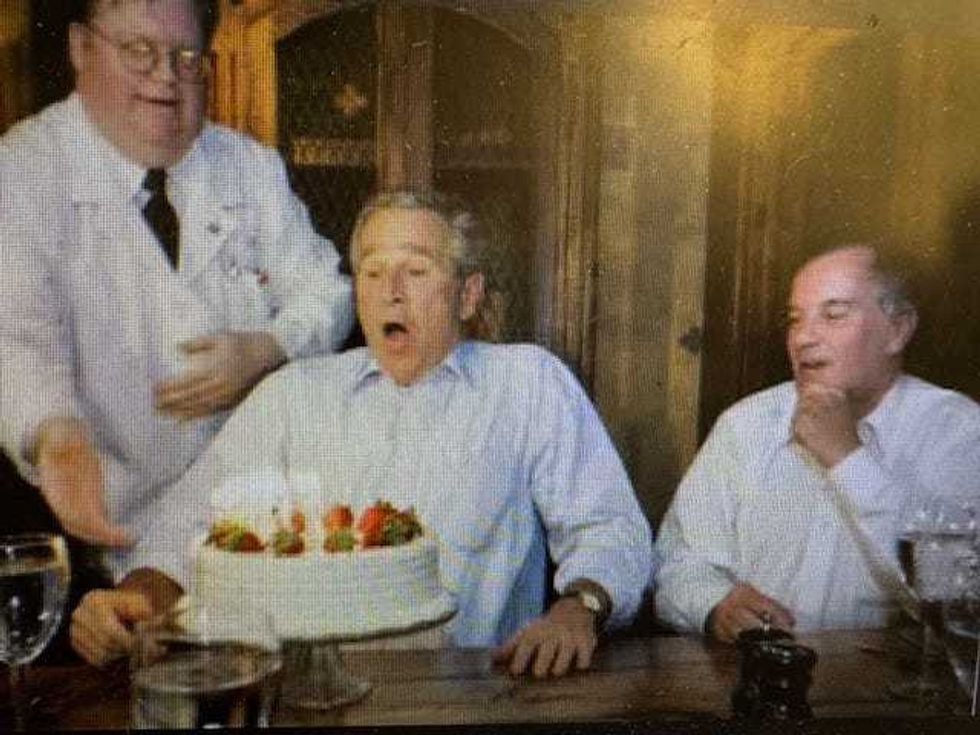 President George W Bush celebrates his birthday at the restaurant