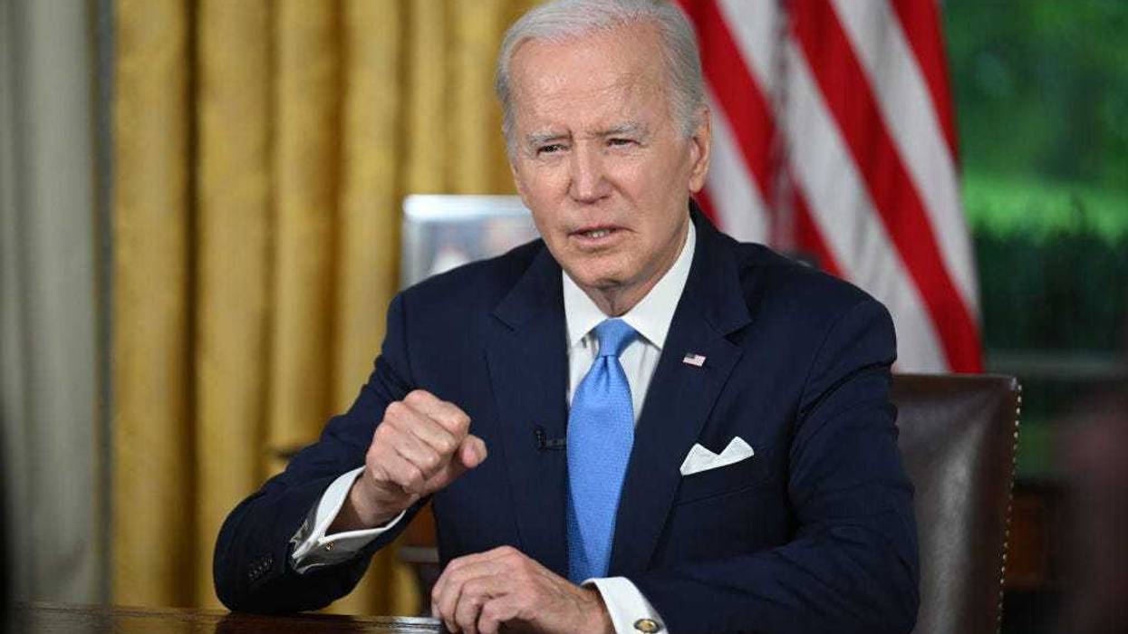 President Joe Biden addresses the nation on averting default and the Bipartisan Budget Agreement in the Oval Office of the White House on June 2, 2023 in Washington, DC. (Photo by Jim Watson-Pool/Getty Images)