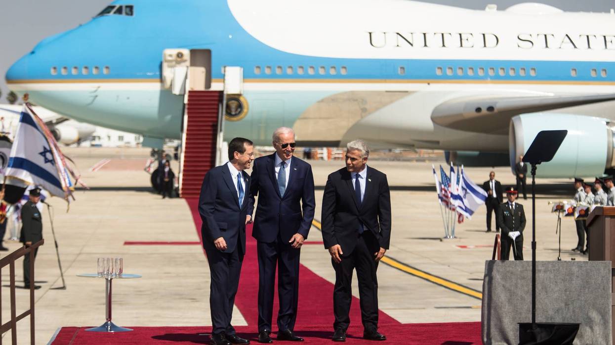 President Joe Biden after landing in Israel