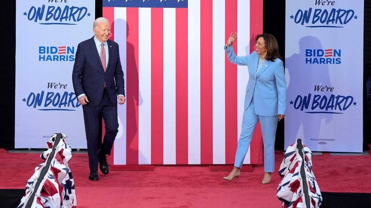 President Joe Biden and Vice President Kamala Harris arrive for a campaign event at Girard College, Wednesday, May 29, 2024, in Philadelphia.