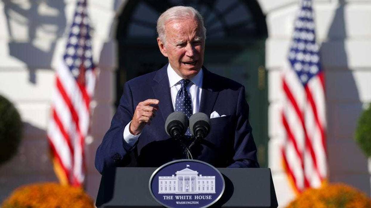 President Joe Biden delivers remarks at the 2021 and 2020 State and National Teachers of the Year awards ceremony at the White House on October 18, 2021 in Washington, DC.