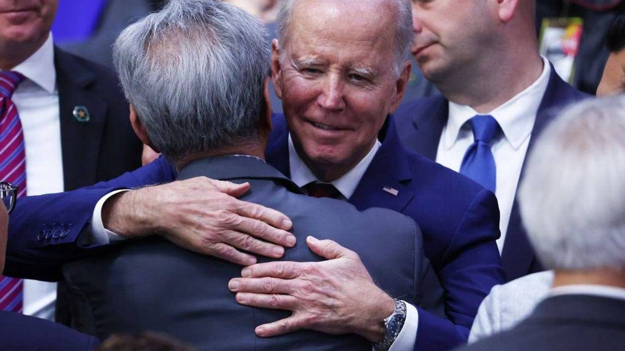 President Joe Biden hugs an audience member after delivering remarks at the Boys and Girls Club of West San Gabriel Valley on March 14, 2023 in Monterey Park, California.