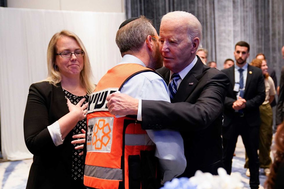 President Joe Biden meets with victims