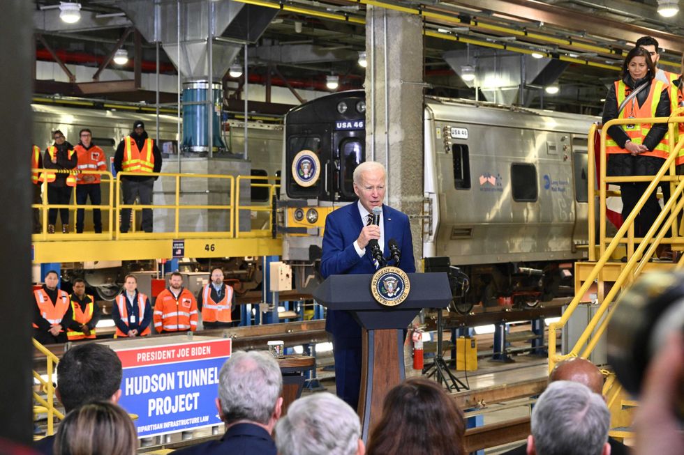 President Joe Biden speaks about how the Bipartisan Infrastructure Law will provide funding for the Hudson River Tunnel project at the West Side Rail Yard in New York City on Jan. 31, 2023
