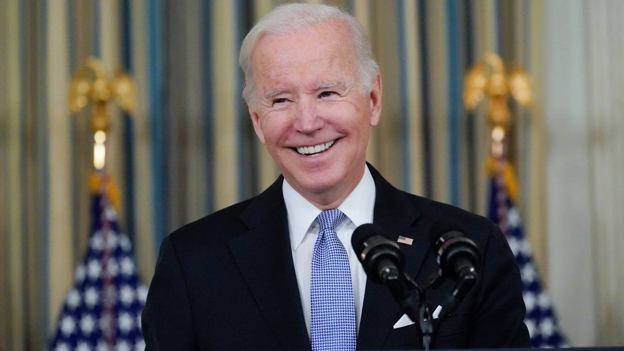 President Joe Biden speaks about the bipartisan infrastructure bill in the State Dinning Room of the White House, Saturday, Nov. 6, 2021, in Washington.