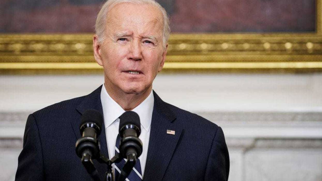 President Joe Biden speaks on the terrorist attacks in Israel from the State Dining Room at the White House on October 7, 2023 in Washington, DC.