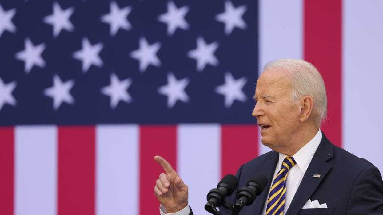 President Joe Biden speaks to a crowd at Vilnius University on July 12, 2023 in Vilnius, Lithuania. Biden, who was in Vilnius to participate in the 2023 NATO Summit, lauded Lithuania and the Baltic countries for attaining freedom following the collapse of the Soviet empire. (Photo by Sean Gallup/Getty Images)