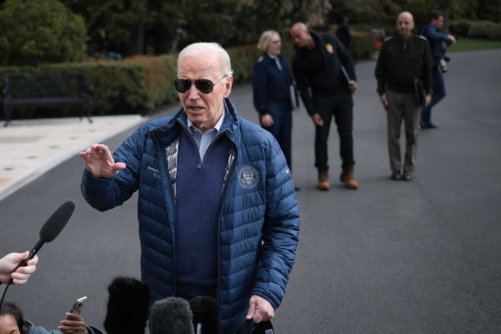 President Joe Biden speaks while departing the White House on April 5, 2024 in Washington, DC