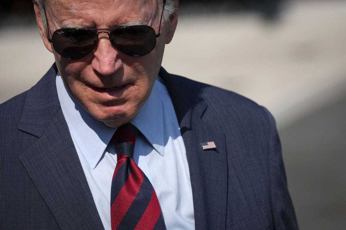 President Joe Biden talks with reporters while departing the White House on May 31, 2023 in Washington, DC. Biden is scheduled to travel to Colorado to attend the U.S. Air Force Academy commencement ceremonies taking place tomorrow. (Photo by Win McNamee/Getty Images)