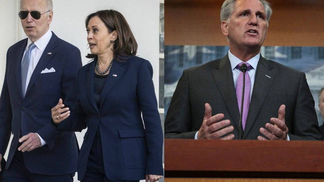 President Joe Biden, Vice President Kamala Harris, and Congressman Kevin McCarthy (R-Calif.)
