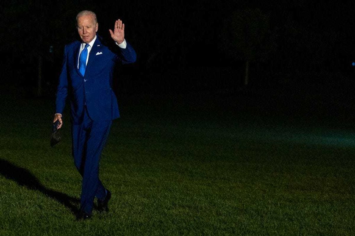 President Joe Biden walks off Marine One on the South Lawn of the White House on July 16, 2022 in Washington, DC. President Biden just returned from visiting Jeddah, Saudi Arabia where he met with Crown Prince Mohammed bin Salman, known as MBS, and met with the Israeli leader earlier in the week.