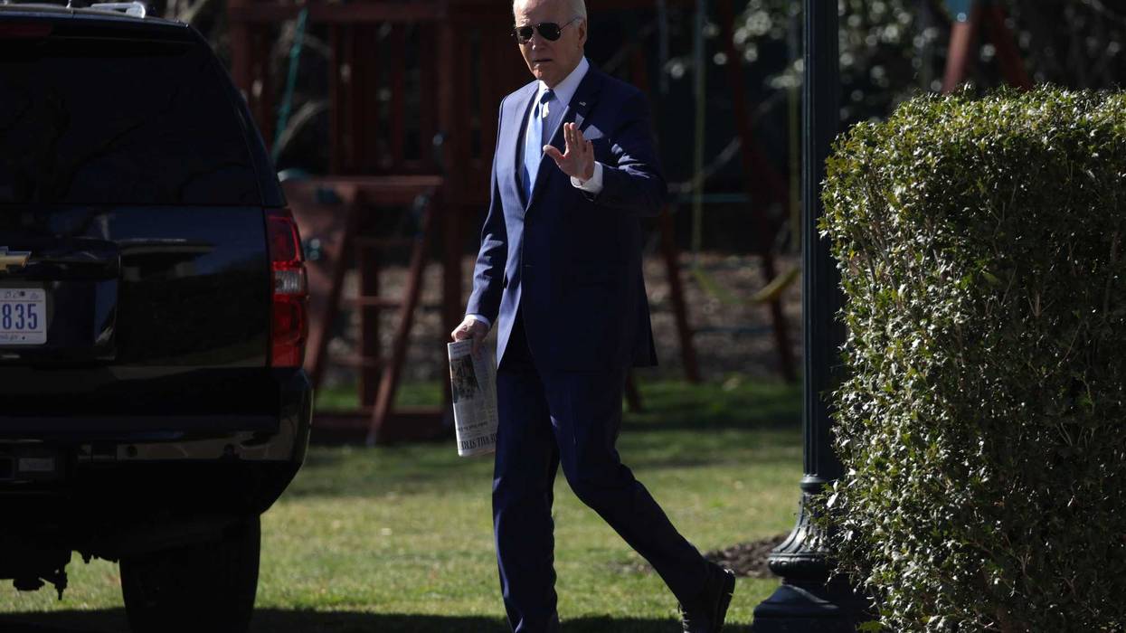 President Joe Biden walks towards to the Marine One prior to a South Lawn departure from the White House on Feb. 7, 2024 in Washington, DC. President Biden will be attending three campaign receptions in New York City.