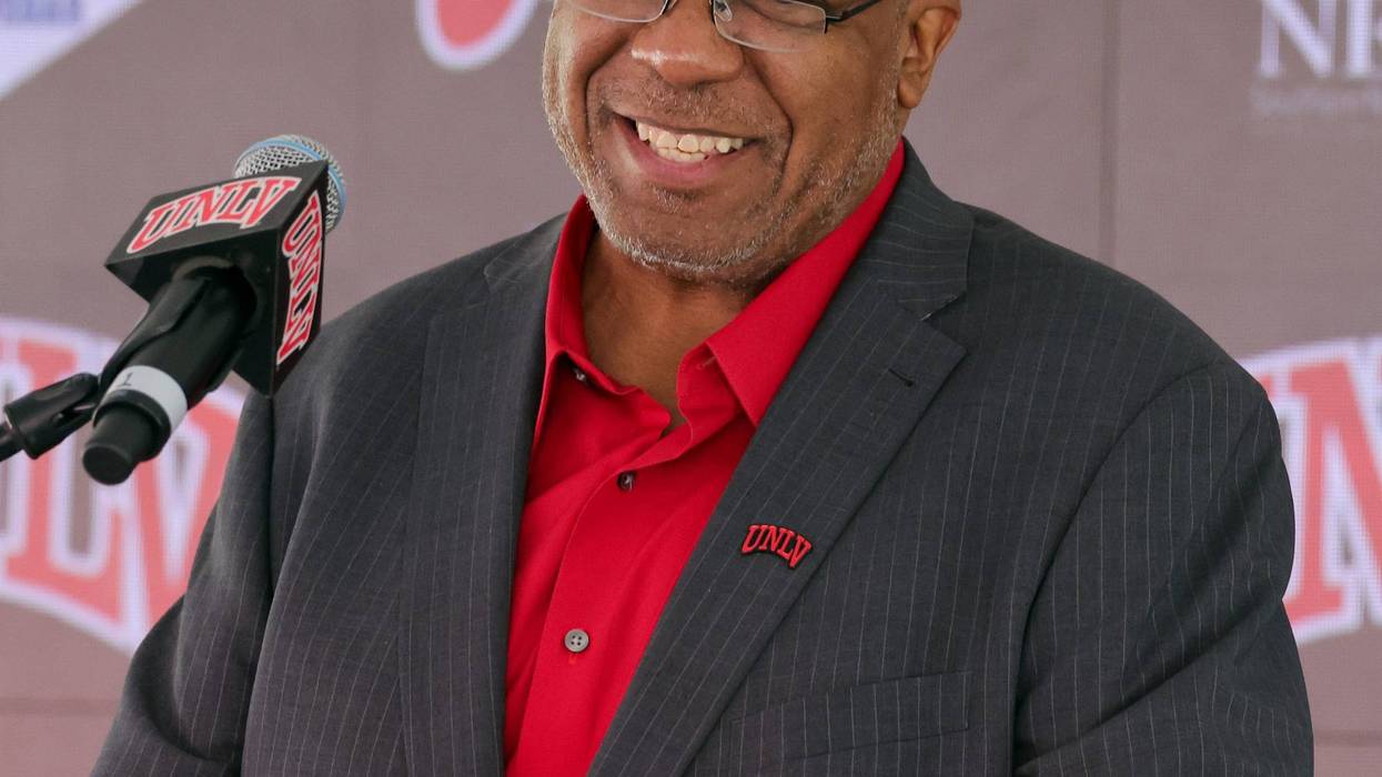President Keith E. Whitfield speaks during a news conference to introduce Dan Mullen as UNLV's new head football coach at UNLV's Fertitta Football Complex on December 13, 2024 in Las Vegas, Nevada.