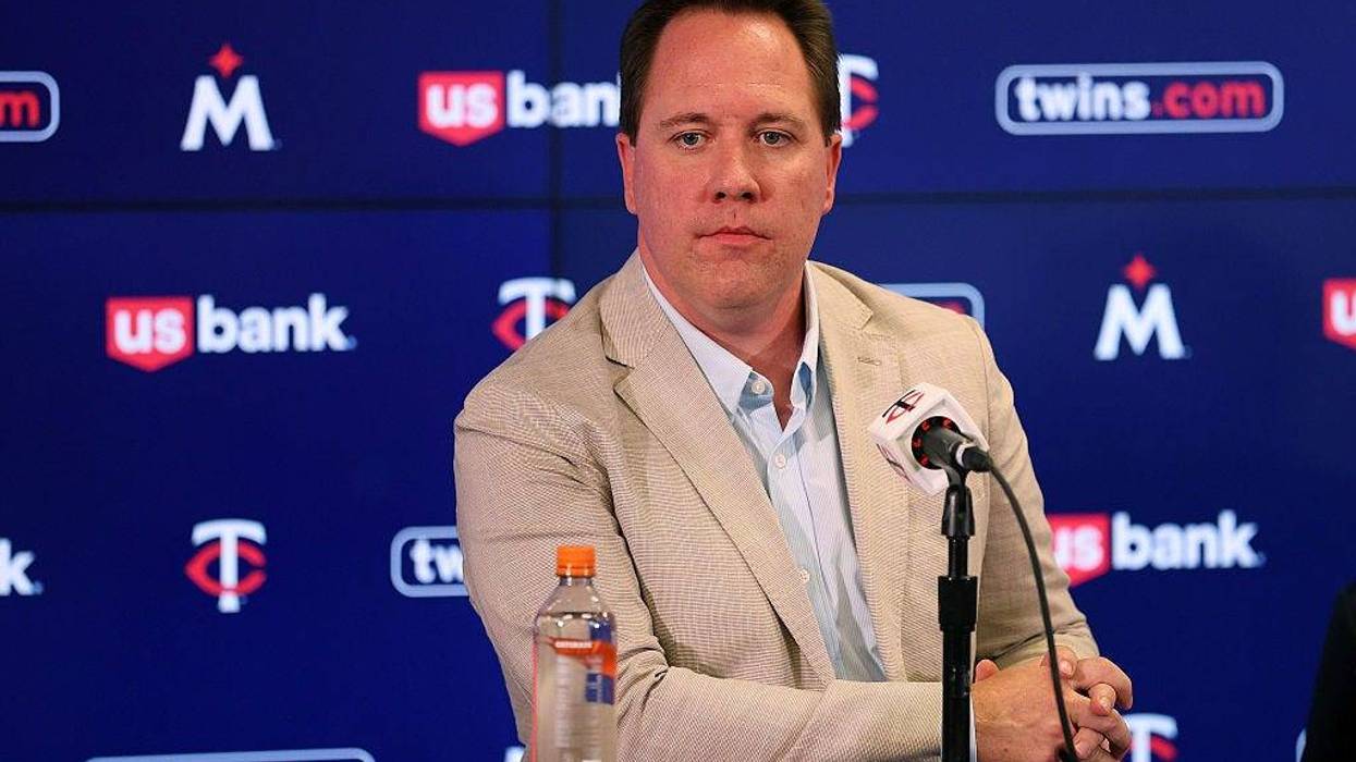 President of Baseball Operations Derek Falvey of the Minnesota Twins looks on during a press conference to introduce Derek Shelton as the club's newest manager at Target Field on November 04, 2025 in Minneapolis, Minnesota.