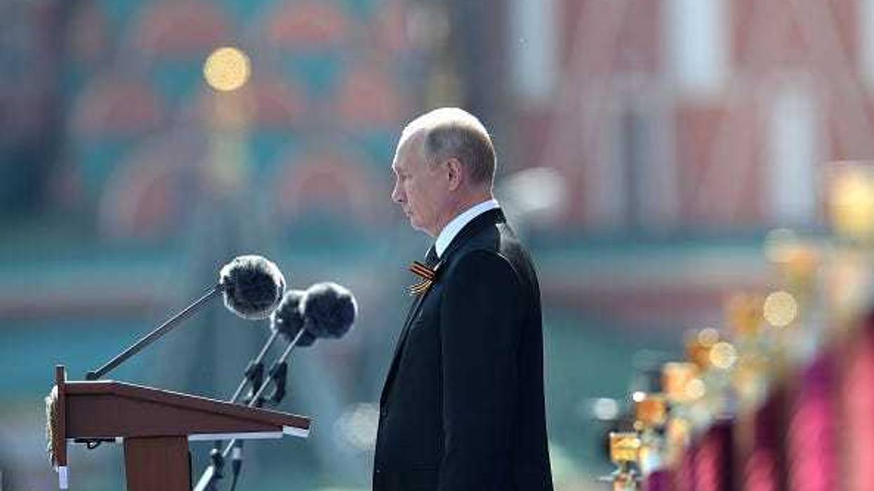 President of Russia and Commander-in-Chief of the Armed Forces Vladimir Putin makes a speech in Red Square during a Victory Day military parade marking the 75th anniversary of the victory in World War II, on June 24, 2020 in Moscow, Russia.