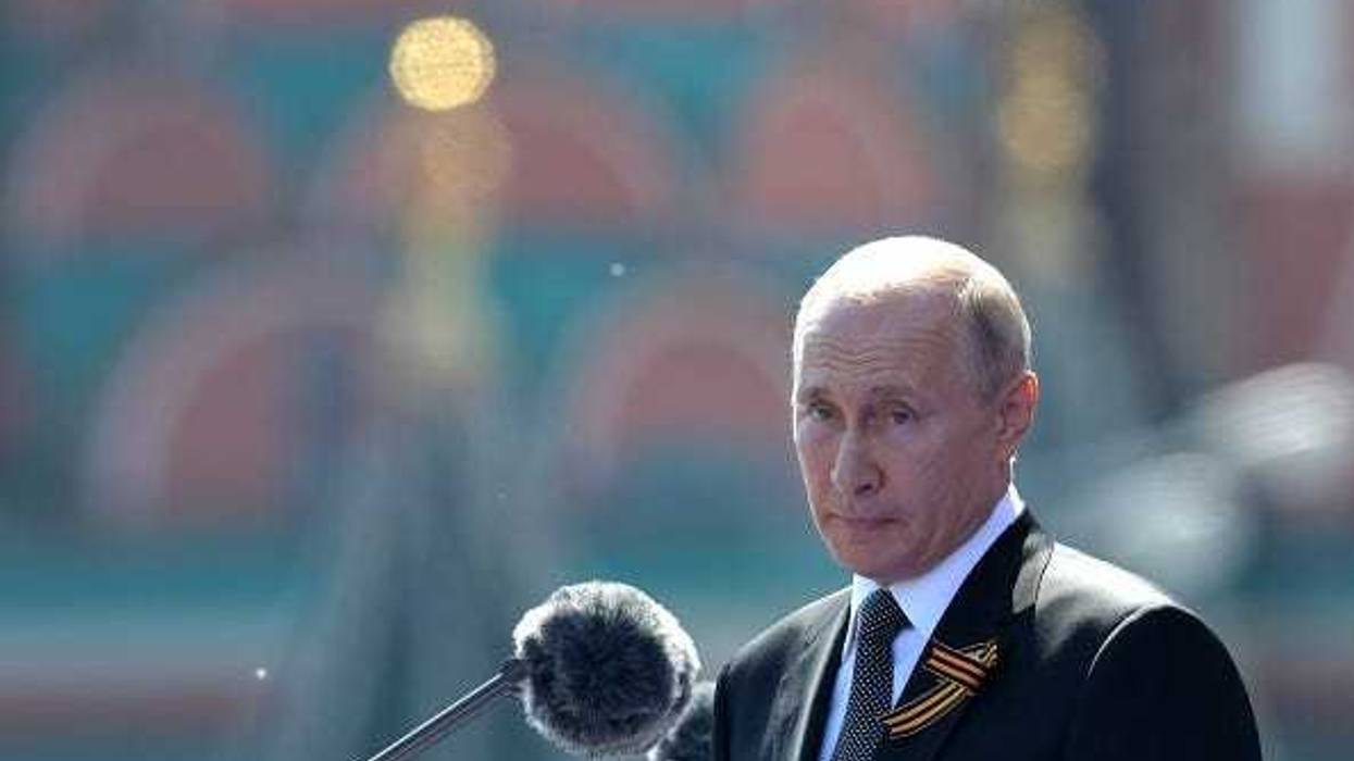 President of Russia and Commander-in-Chief of the Armed Forces Vladimir Putin makes a speech in Red Square during a Victory Day military parade marking the 75th anniversary of the victory in World War II, on June 24, 2020 in Moscow, Russia.