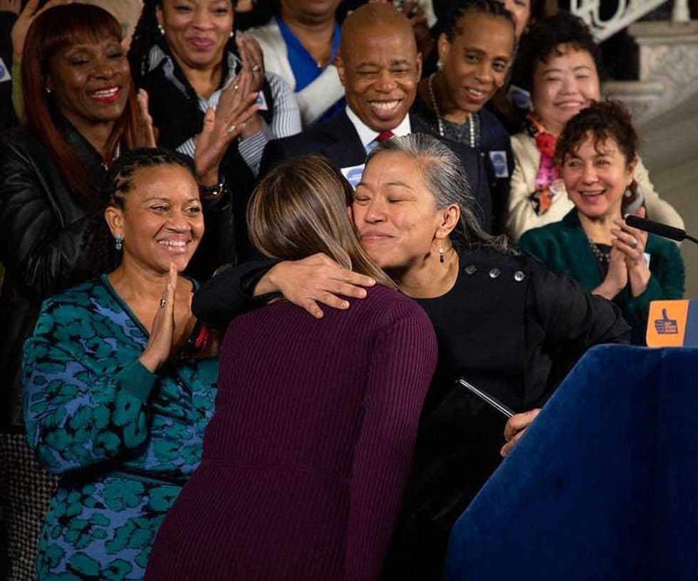 Press conference for an NYC gender-related announcement on Jan. 25, 2024.