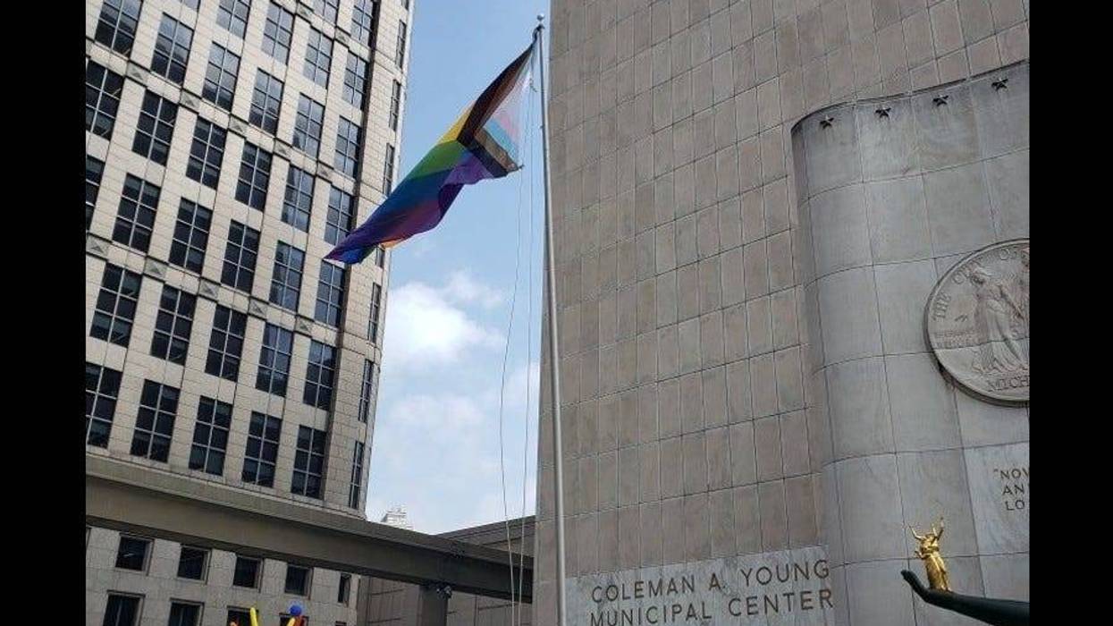Pride flag raised at Detroit's Spirit Plaza