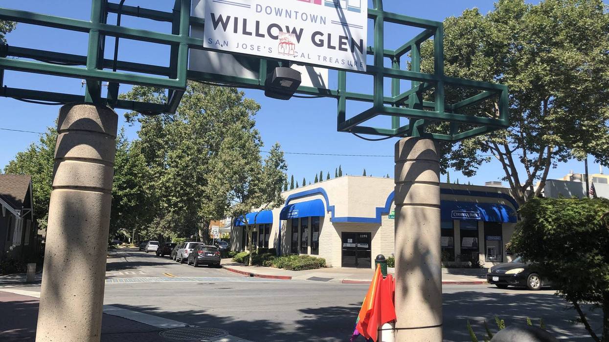 Pride flags were recently stolen from a San Jose crosswalk where pedestrians held them up as they crossed the street.