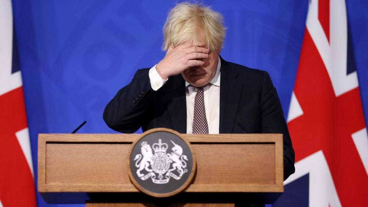 Prime Minister Boris Johnson speaks during a press conference after cases of the new Covid-19 variant were confirmed in the United Kingdom on November 27, 2021 in London, England.