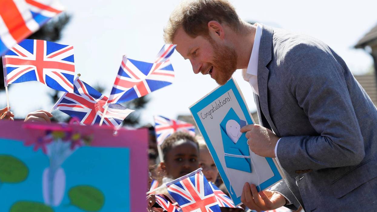 Prince Harry gets a card congratulating him on the birth of his son