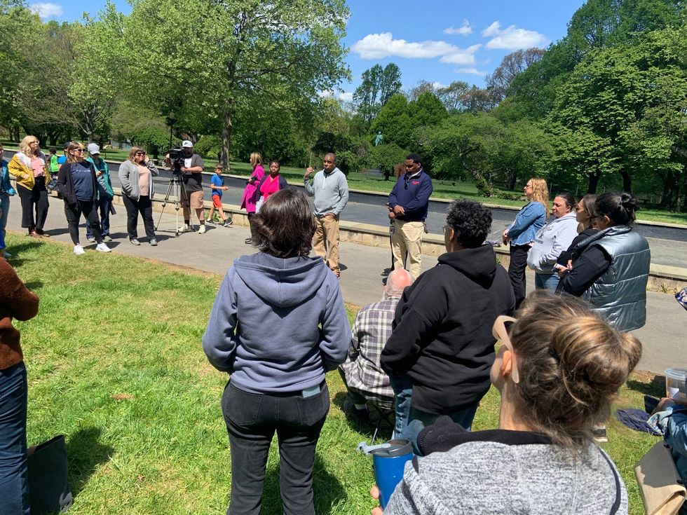 Principal Ty Ross gives parents an update on the state of affairs at C.W. Henry School, which has been temporarily closed because of concerns about asbestos.