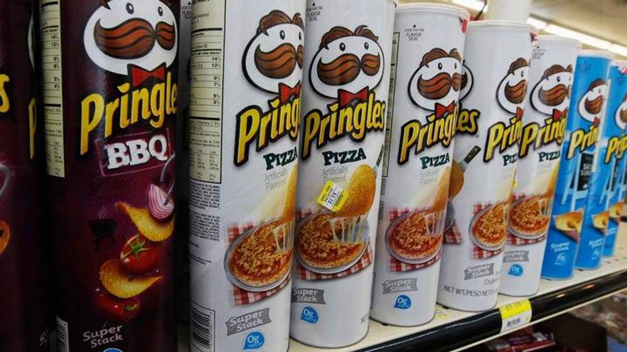 Pringles cans on a store shelf